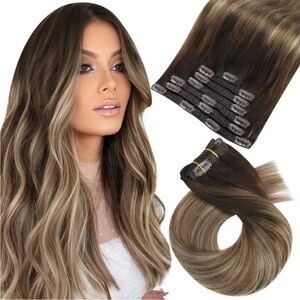 Clip in Hair Extensions Real Human Hair Balayage Human Hair Clip in Extensions